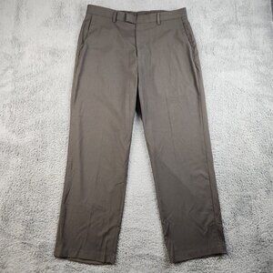 Haggar Men's 34x29 Dress Suit Pants Brown Flat Front‎ Slacks High Waist Trousers